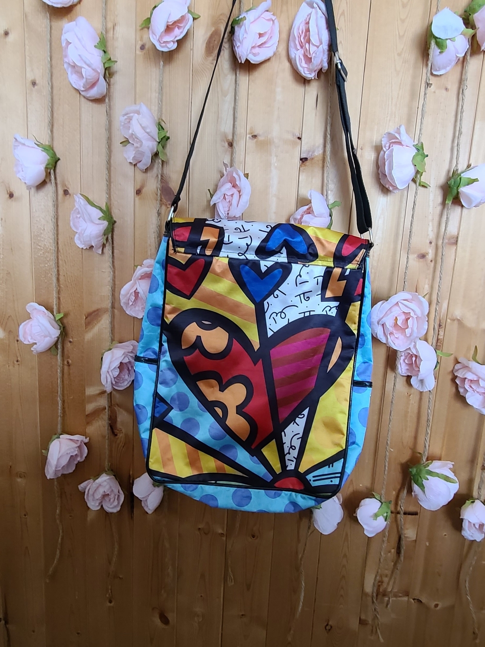 Romero Britto Heart Print Crossbody Bag - Multicolor